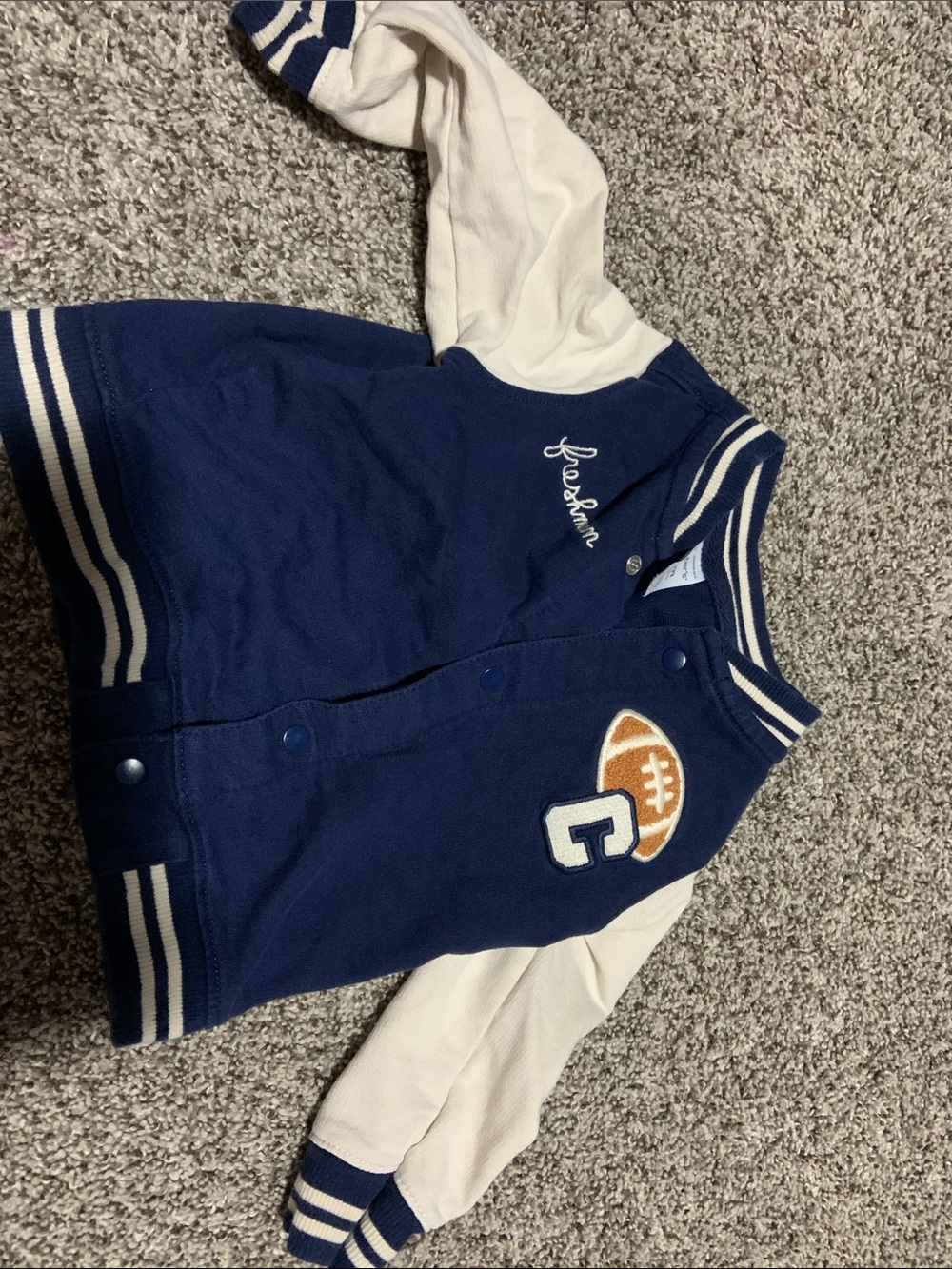 Carter's Navy and Cream Football Varsity Jacket